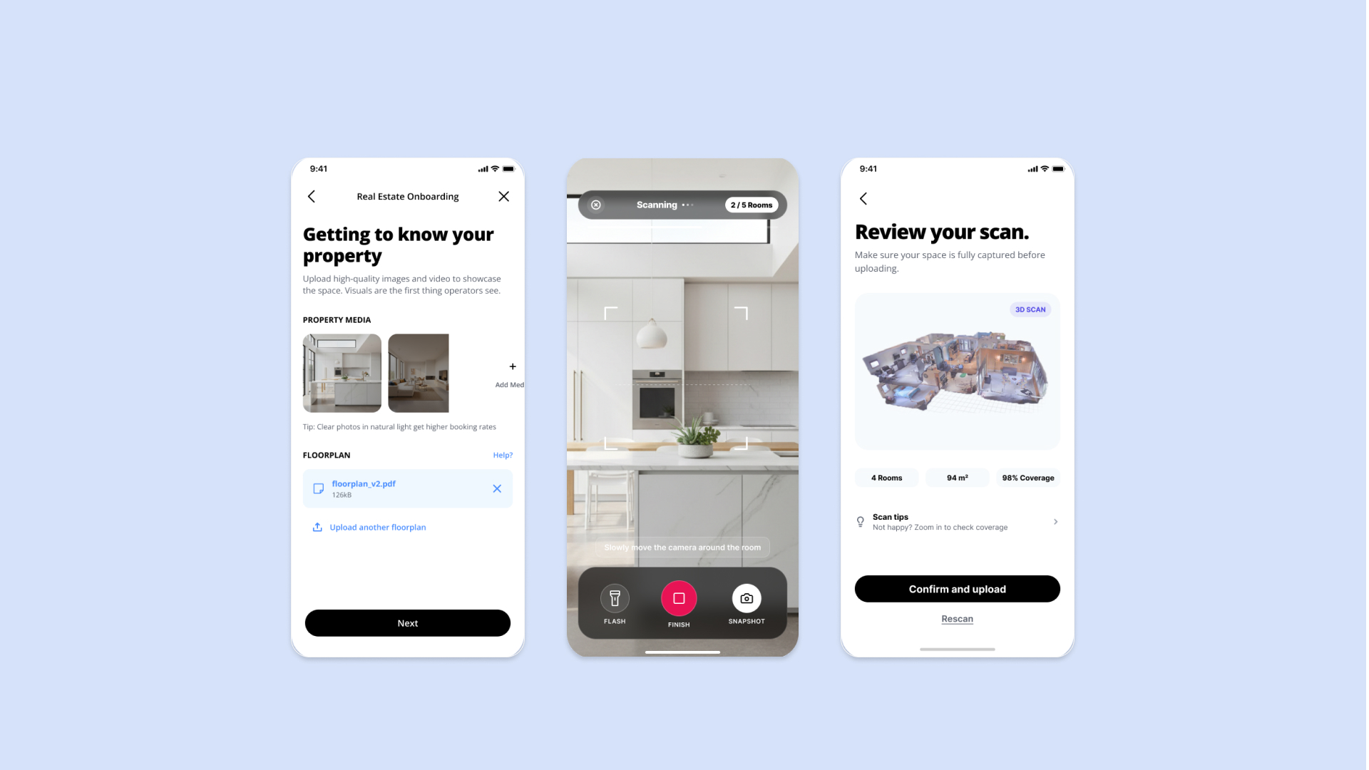 Real estate onboarding flow